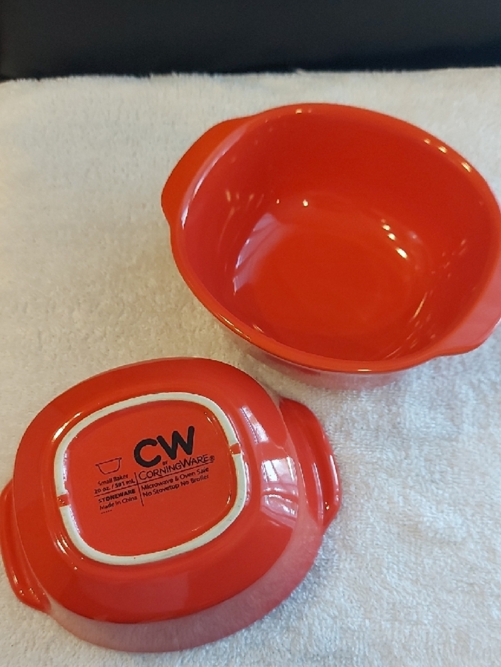Corningware Orange Stoneware Bowls with Handles - Set of 2
